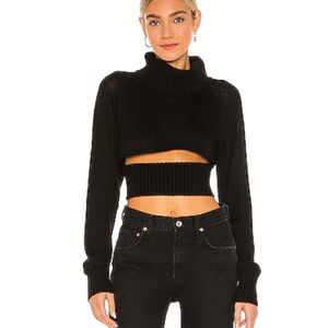 NBD Winston Cropped Turtleneck Sweater in Black